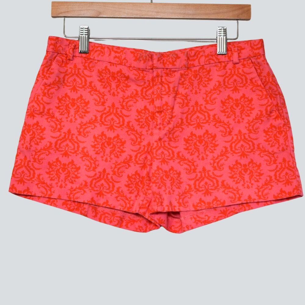 GAP Damask Print Shorts Pink Orange Chino Flat Front Size 2